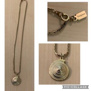 Bergere Shell Necklace-8 1/4 Inches-Goldtone Chain Beachy Beach Summer